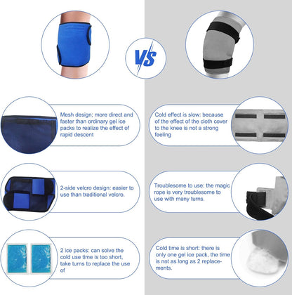 Knee Ice Pack for for Injury, Reusable Hot Cold Ice Gel Pack for Swelling, Muscle Soreness, Joint Pain, Flexible Knee Ice Pack Wrap Cold Compress for Replacement Surgery, Sprains, Arthritis