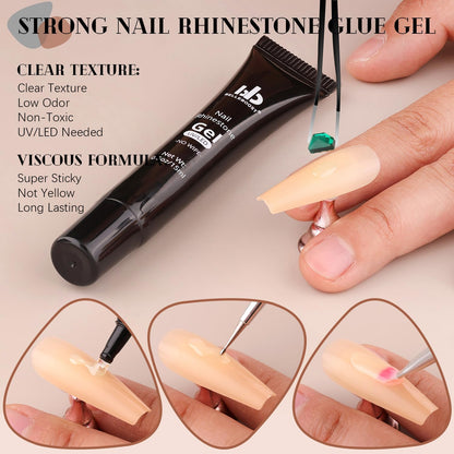 3220Pcs Emerald Green Glass Nail Rhinestones 120Pcs Multi Shapes Flatback Nail Gems +3100Pcs 1.5-4mm Round Crystal with Rhinestones Glue Gel, Manicure Nail Charms Diamond Gemstones for Nail Art