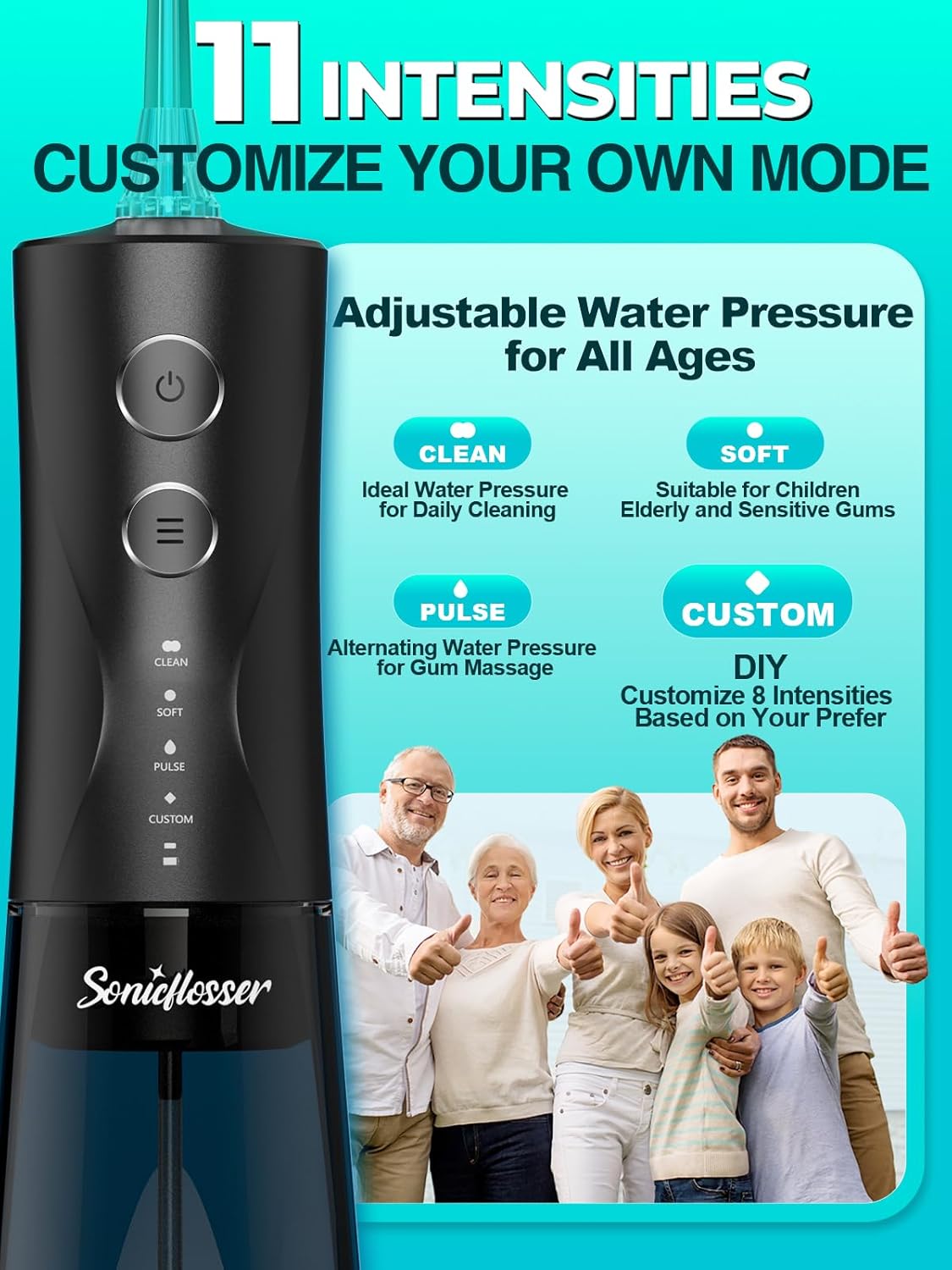 Portable Water Flosser for Teeth Pick - Cordless Electric Oral Irrigator for Adults & Sensitive Gums 300ML Braces Cleaning 5 Jet Tips, IPX7 Waterproof for Travel, Rechargeable BPA-Free 4 Modes