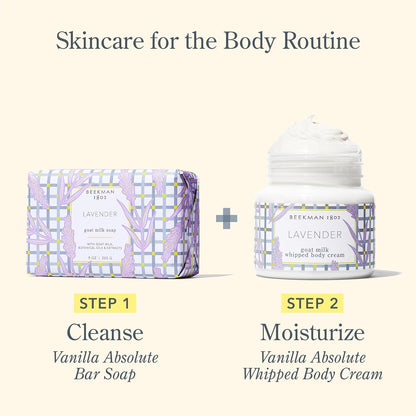 Beekman 1802 Whipped Body Cream, Lavender - Scented - 8 oz - Intensely Hydrating & Softens Skin - With Goat Milk - Good for Sensitive Skin - Cruelty Free
