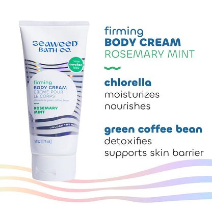 Seaweed Bath Co. Firming Body Cream - Rosemary Mint - Hydrating Hand and Body Lotion with Hyaluronic Acid - Toning Skin Moisturizer for Dry Skin - 6 oz (Pack of 2)