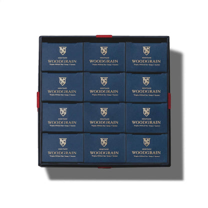 Caswell-Massey Woodgrain Sandalwood Natural Bar Soap Gift Set - Moisturizing Triple-Milled Body Soap for Men - Plant-Based with Essential Oils for Soft Skin, Cruelty-Free, USA Made, 12 Bars x 5.8 oz