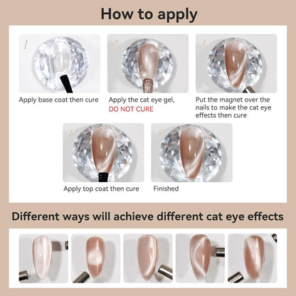 Cat Eye Gel Nail Polish Moonlight, 12ML High Gloss Smoothie Glitter Brown Cat Eye Nail Polish Magnetic Holographic UV Gel Polish for Nail Art Manicure Salon DIY at Home 1PC