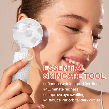 Ice Globes & Ice Roller for Face and Eyes - Facial Massage Tools for Skin Care, Reduce Wrinkles & Puffiness, Cooling Globes & Roller Ball for Glowing Skin 2PCS (White)