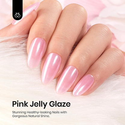 Beetles Jelly Pink Gel Nail Polish, 15ML Baby Pink Sheer Clear Jelly Spring Summer Gel Polish Bubblegum Theme Glaze Long Lasting Soak Off UV French Manicure Nail Art Gift for Women