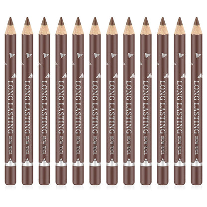 Go Ho 12 PCS Brown Eyebrow Eyeliner Pencils,Sweatproof Eyebrow Pencil,Long-lasting Nice Color Eye Brow Gel Pen Makeup Brow Tint Sticks（Medium Brown）