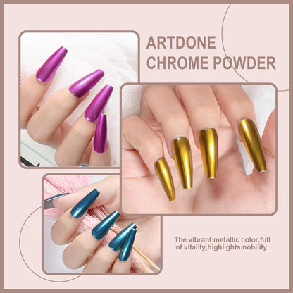 Artdone 12 Jars Chrome Nail Powder Magic White Pearl Kit Mirror Effect Silver Metallic Holographic Dip Nail Powder For Resin Craft & Nail Art Fimo, Decoration Iridescent Aurora Mermaid Pigment