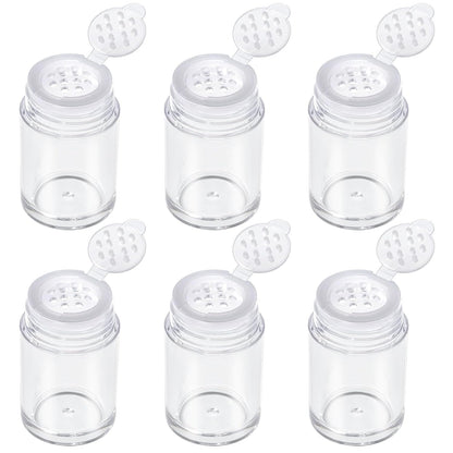 RAYNAG 6 Pieces Mini Empty Loose Powder Bottle Travel Cosmetic Glitter Powder Eye Shadow Shaker Bottle with Sifter and Lids (12 holes)