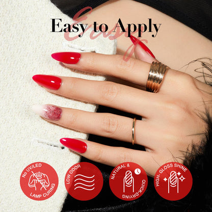 AZUREBEAUTY Red Nail Polish Burgundy Quick Dry Natural Infinite Shine Nail Lacquer Fingernail Polish Strengthening Treatment Kit Salon-Quality for Women 10ml
