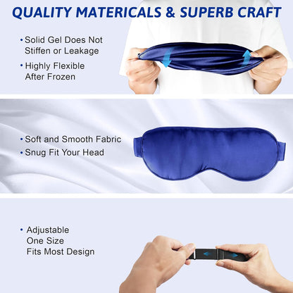 Cooling Eye Mask, Cold Eye Masks for Dark Circles, Puffiness, Headache, Migraines Weighted Gel Eye Mask Eye Ice Pack Reusable Cold Eye Compress (Blue)