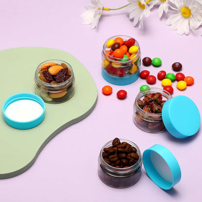 Patelai 4 Pieces Round Wide-mouth Leak Proof Plastic Container Jars with Lids for Travel Storage Makeup Beauty Products Face Creams Oils Salves Ointments DIY Making(1 Ounce,Blue)