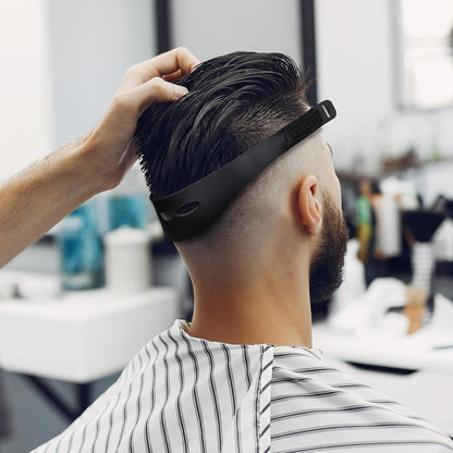 Neckline Shaving Template Soft Adjustable Hair Trimming Guide Band Black Silicone Hair Cutting Guide Tool Easy Use DIY Self-Haircutting System for Home Hair Clipper Cuts Accessories Men