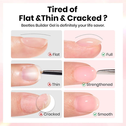 Beetles HEMA Free Builder Nail Gel with No Wipe Top Coat Gel Nail Polish and Base Coat Set for Nails Shine Finish and Long Lasting Upgraded Safe Low-Sensitivity Formula Nail Gifts for Women