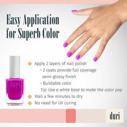 duri 791 Berry Margarita - Neon Purple Nail Polish, Semi Matte, Fast Drying, 0.45 Fl Oz