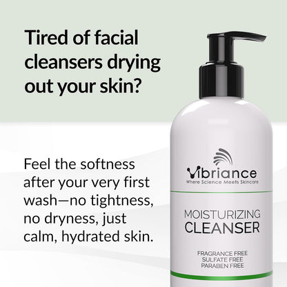 Vibriance Moisturizing Cleanser, Oil-to-Foam Face Wash with Niacinamide, Shea Butter for Mature Skin - Hydrating Gentle Facial Cleanser, Sensitive Face Wash, Sulfate-Free, 12 fl oz