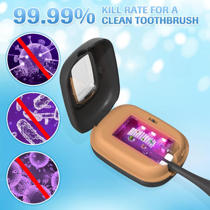 YourMate Rechargerable UVC Toothbrush Sanitizer Case Pro Compatible with Electric Toothbrush Heads/Regular Toothbrushes Travel Toothbrush Covers Case Magnetic Holder for Houshold/Traveling Black