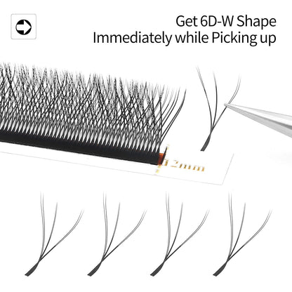 Lash Extensions Double Tips 3D Eyelash Extensions W Shape 0.07mm Thickness C Curl Mix 8-15mm Premade Fans Easy Fan Volume Matte Black Crisscross Eyelashes(W-3D-Double Tips-0.07-C,8-15mm Mix)