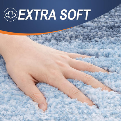 OLANLY Bathroom Runner Rugs 44x24, Extra Soft Absorbent Microfiber Bath Rugs, Rubber Backing, Quick Dry, Machine Washable Bath Mats for Bathroom Floor, Tub and Shower, Home Decor Accessories, Blue