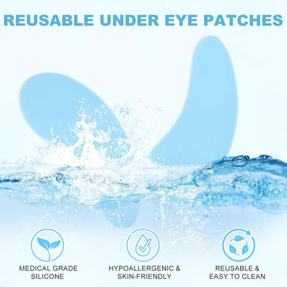 Under Eye Patches 2 Pairs, Silicone Reusable Eye Patches, Under Eye Mask for Skin Care Effect to Reduce Wrinkles and Fine Lines (Blue)