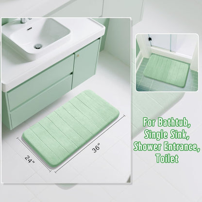 Yimobra Large Bath Mat 36"x24", Super Soft Quick Dry Memory Foam Bathroom Rug, Water Absorbent, Non Slip Backing Machine Washable for Tub Shower, Thick Comfort Support, Pale Green