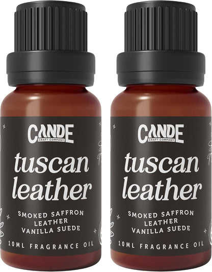 CANDECraftCo Premium Fragrance Oil – Diffuser Oils Fragrances Scented for Home, Candle Soap Making Supplies, Aromatherapy Blends for House (0.34 Fl Oz) (2-Pack, Tuscan Leather)