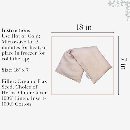 Microwave Heating Pad - 100% Linen Cover, Unscented, Size 18x7, Comforting Heat Pad for Cramps, Back,Neck,Shoulders, Leg Pain, Hot Microwavable Heat Pack, Color: Sand, Made in USA