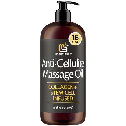 M3 Naturals Firming Body Massage Oil with Collagen & Stem Cell – Helps Smooth The Appearance of Cellulite & Improve Skin Texture – Refreshing Aromatherapy Body Oil for Legs & Full Body – 16 Fl Oz