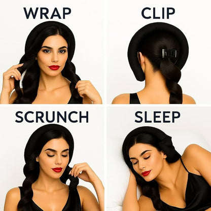 Nochesuave Heatless Hair Curler Headband – Overnight Curl Kit with Satin Curling Rod, Scrunchies & Claw Clip – Heatless Curls Overnight, No Heat Hair Rollers for Long, Medium & Fine Hair