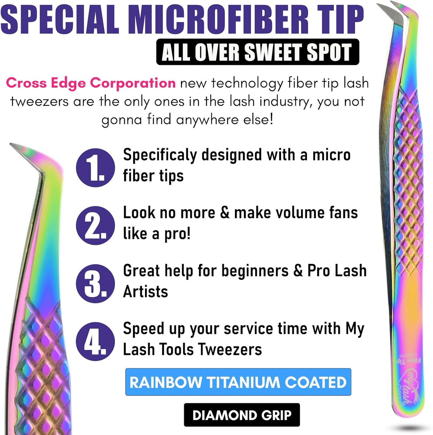 3pcs Fiber Tip Lash Tweezer Set – Boot Volume Eyelash Tweezer, Curved & Straight Isolation Tweezers for Eyelash Extensions, Stainless Steel, Non Slip Grip