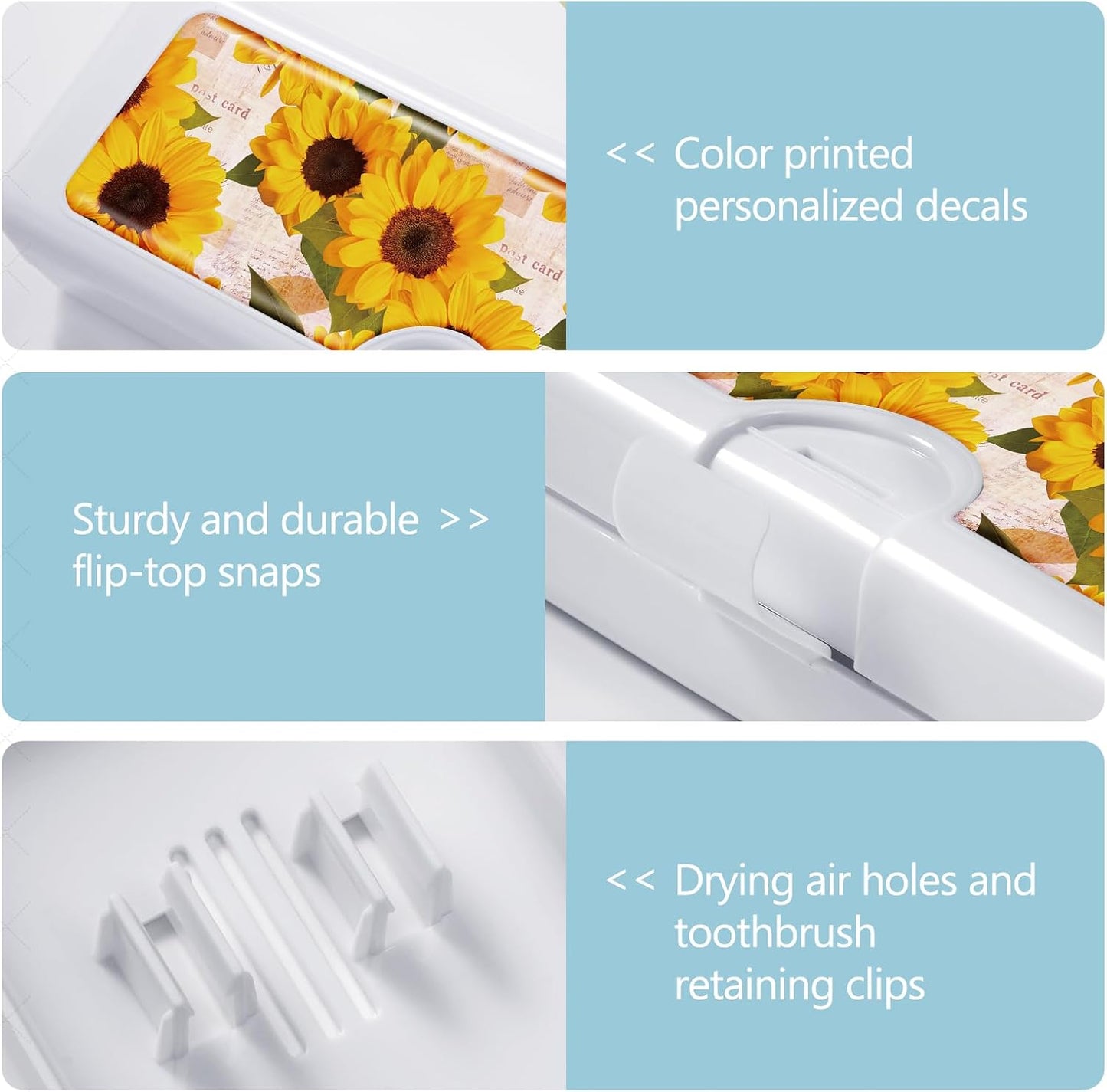 Toothbrush Travel Case - Colorful Pattern, Holder and Covers for Toothbrushes, Includes Tongue Scraper Case