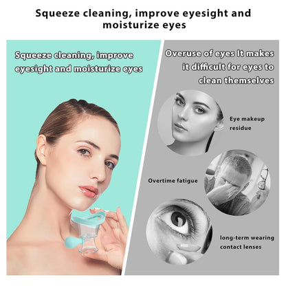 Eye Wash Cup Portable Eye Care Cleaner Kit Silicon Manual Air Pressure Eye Cleaning Cup Tool Eye Flush Rinse Cups with Transparent Storage Container for Clean Dust Makeup Irritants Soothing Tired Eyes