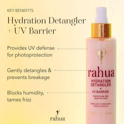 Rahua Hydration Detangler Spray + UV Barrier, 6.5 Fl Oz, Detangling Leave in Hair Care Softens Hair, Smooths Frizz, Supports Breakage & Damage, Conditioning for Brushable Shiny Hair, All Hair Types
