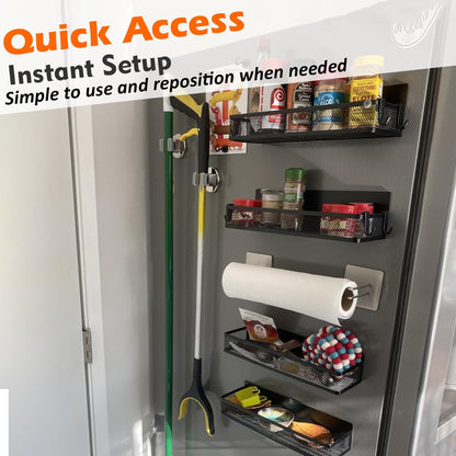 MUTUACTOR Magnetic Broom Holders,8pcs Anti-broken Heavy Duty Magnetic Clips Wall Mount,No Drilling Magnetic Hooks Broom Mop Brackets for Work Cargo Garage Laundry Van Accessories