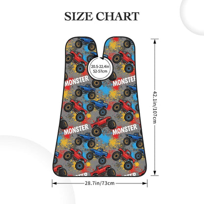Beard Shaving Cape with Suction Cups, Grunge Monster Truck Car Art Shave Bib, Non-Stick Waterproof Hair Catcher, Grooming Bib for Men Husband