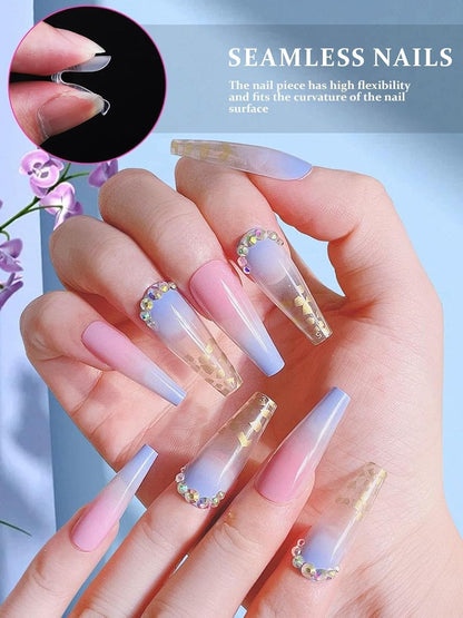 EBANKU Poly Gel Nail Forms, 120 PCS T-Shape Dual Nail Forms for Builder Gel Square Nail Extension Tips for Structure Nail Art Manicure Tools Salon at Home-12 Sizes