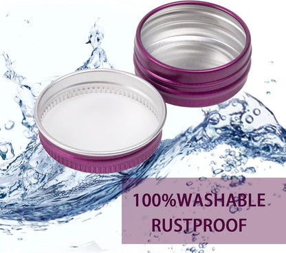 0.5 oz Screw Top Aluminum Tin Jar with Screw Lid and Blank Labels (Purple - Pack of 32)