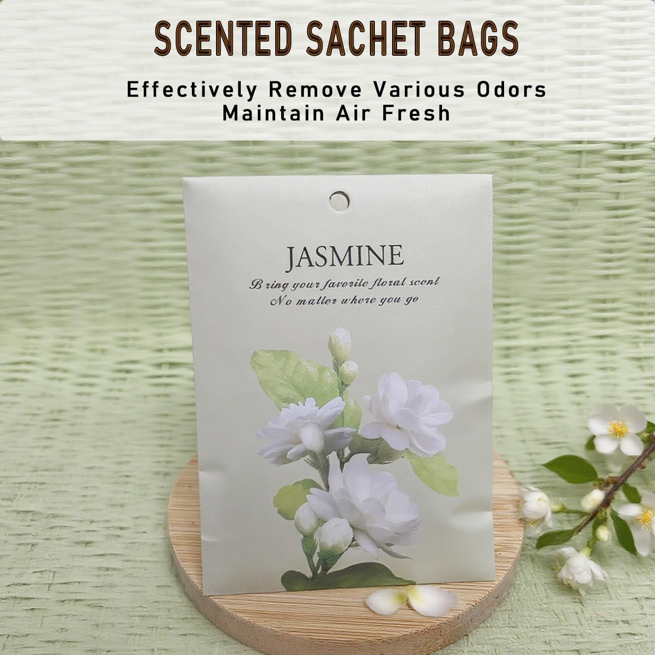 Jasmine Scented Sachet Bags - 12 Pack Home & Car Freshener, Odor Eliminator for Closets, Rooms, Drawers, Wardrobes, Toilets, Long - Lasting 360 - Day Fragrance