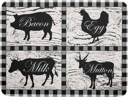 Farmhouse Animal Dish Drying Mat Buffalo Plaid Drainer Rack Mats Fast Dry Absorbent Kitchen Countertop Protector Dishes Pad 18x24 Inch