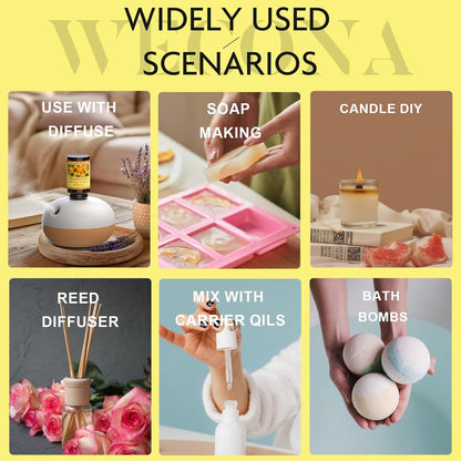 Citrus Essential Oils Set for Diffuser - 6x10ml Aromatherapy Oils Including Bergamot, Lemon, Grapefruit, Lime, Lemongrass, and Citrus Bloom - Essential Oils for Diffuser Use at Home or Office