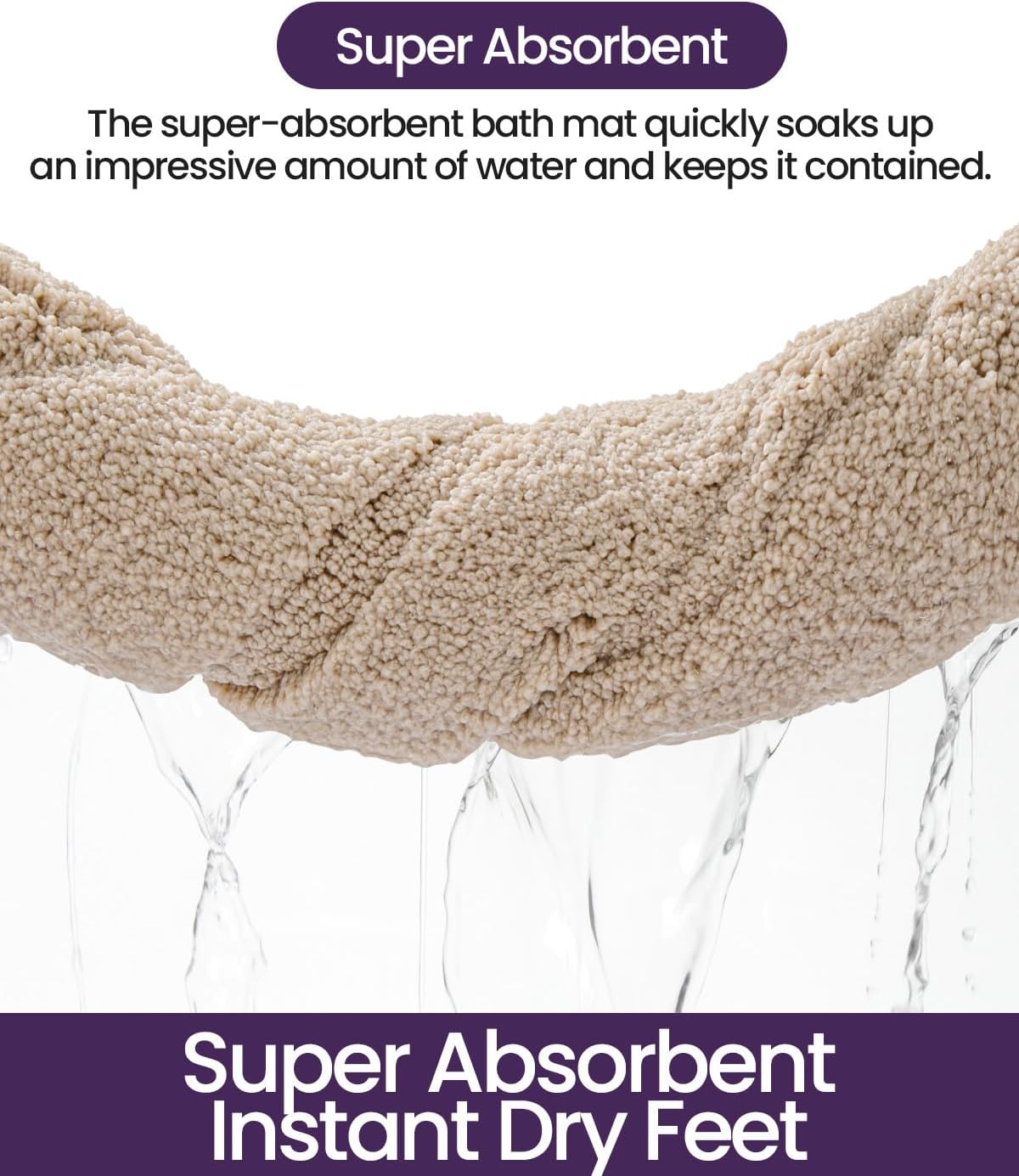 DEXI Bathroom Rugs 32x20, Washable Non Slip Bath Mat for Shower Floor, Absorbent Quick Dry Bathmat with Rubber Backing, Ultra Soft Plush Carpet for Tub, Beige