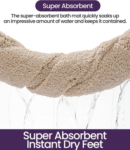 DEXI Bathroom Rugs 36x24, Washable Non Slip Bath Mat for Shower Floor, Absorbent Quick Dry Bathmat with Rubber Backing, Ultra Soft Plush Carpet for Tub, Beige