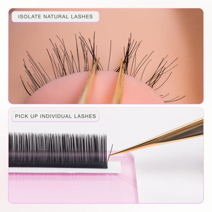 Curacoro Lash Tweezer - Professional & Precision Fiber Tip Grip Lash Tweezers for Eyelash Extensions, Multi Shapes & Purposes Tweezers for Volume, Isolation & Classic Lashes (Gold, La Classique)