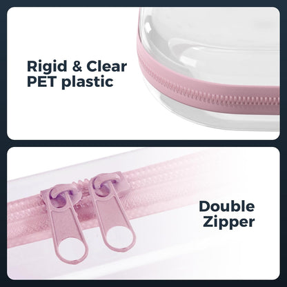 Extra Large 13.7" Durable Clear Hard Zipper Case 6 Pack, 2x Large, 2x Medium, 2x Small, Clear Travel Makeup Bag, Hard Plastic Travel Toiletry Bag for Women, Toy & Make Up Organizer Pouch