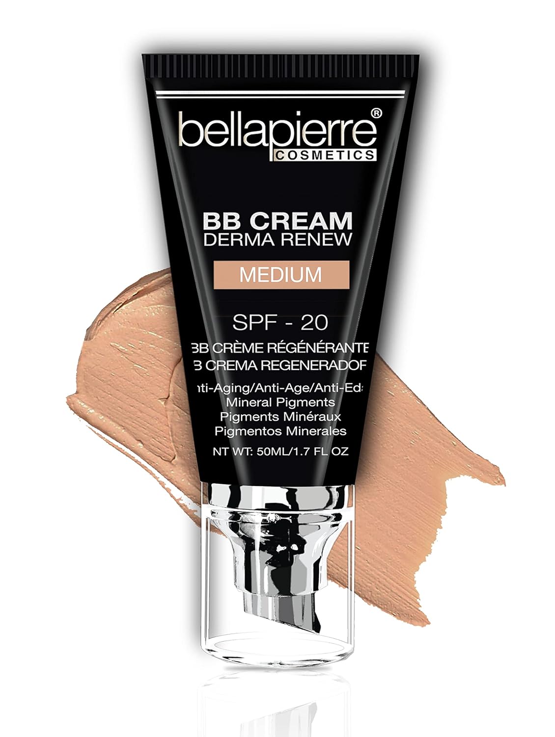 Bellapierre BB Cream SPF 20 – Mineral Sunscreen & Liquid Foundation, Lightweight Face Moisturizer with Buildable Coverage, Matte Finish, Non-Toxic, Paraben-Free, Cruelty-Free – 1.7 oz - Medium