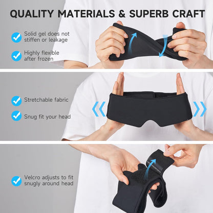 Cooling Eye Mask, Soft Cold Sleep Mask for Dry Eyes, Reusable Gel Eye Cover Ice Pack, Eye Compress with Cold Therapy, Soothing Headache, Dark Circles, Puffy Eyes, Migraines, Black