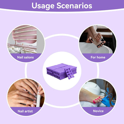 100PCS Sponge Toe Separator, Soft Toe Spreader Nail Art Finger Separator Divider Spacer Manicure Pedicure Tool for Nail Polish (Purple)