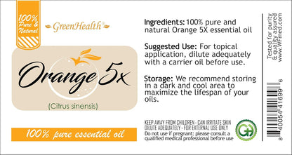 Orange 5X Essential Oil – 8 fl oz (237 ml) Aluminum Bottle w/Plug Cap – 100% Pure Essential Oil – GreenHealth