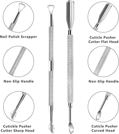 Cuticle trimmer with cuticle pusher