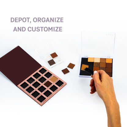 FIXY Extra Small Magnetic Makeup Palette | 4.8"x4.0" Clear-Top Organizer – Depot, Organize & Declutter Eyeshadow, Blush & More – Travel-Friendly, Customizable & Portable