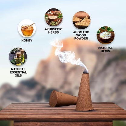 ARO VATIKA Vedic Palo Santo Natural Masala 120 Incense Cones in Pack of 12 Boxes | Environment-Friendly Dhoop | Best for Prayer, Reiki, Meditation & Relaxation | Burn Time- 25 mins
